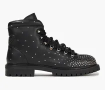 Studded leather combat boots - Black