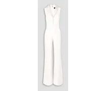 Faille-trimmed silk crepe de chine jumpsuit - White