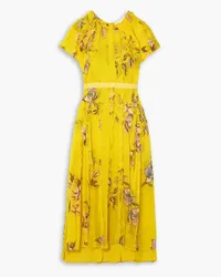 Jason Wu Ruffled floral-print silk-chiffon midi dress - Yellow Yellow