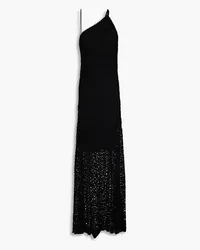 Carolina Herrera New York One-shoulder crocheted silk maxi dress - Black Black