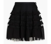 Tiered point d'esprit mini skirt - Black
