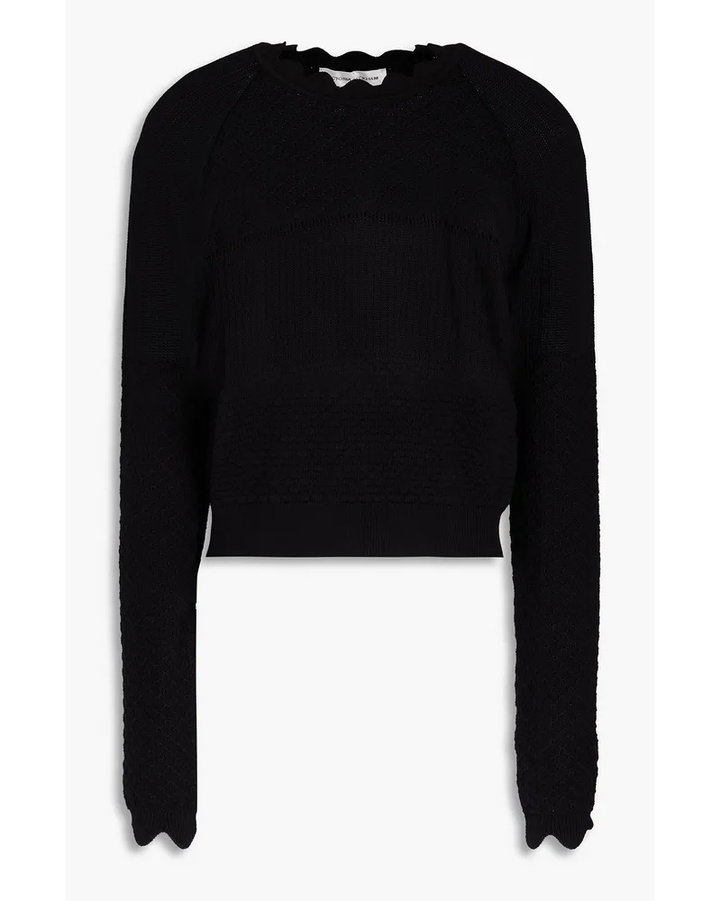 Victoria Beckham Crochet-knit cotton-blend sweater - Black Black