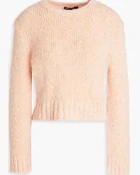 Maje Cropped mélange cotton-blend sweater - Orange Orange