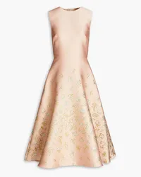 Oscar de la Renta Metallic embroidered hammered faille midi dress - Pink Pink