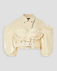 Simone Rocha Ruffled patent-leather biker jacket - White White