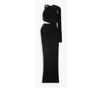 Cutout twisted embellished jersey gown - Black