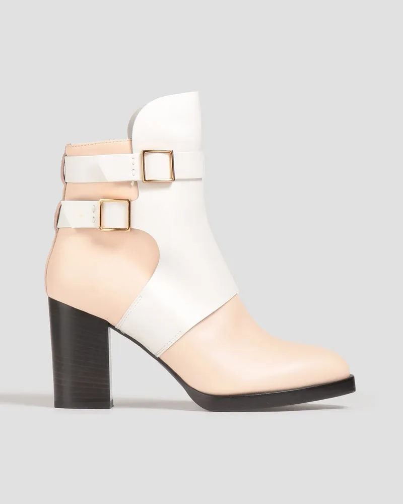 Two-tone leather ankle boots - White