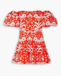 Borgo De Nor Ziggy off-the-shoulder floral-print cotton mini dress - Red Red