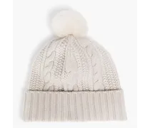 Cable-knit cashmere beanie - Gray