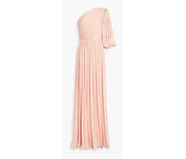 One-shoulder satin-jacquard gown - Pink