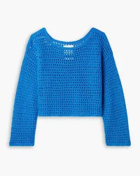 Suzie Kondi Dimitra cropped crocheted cashmere sweater - Blue Blue