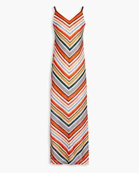 ROTATE Birger Christensen Katiana leather-trimmed striped crochet-knit maxi dress - Multicolor Multicolor