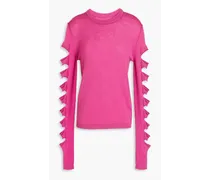 Cutout wool and cotton-blend sweater - Pink