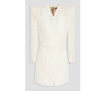 Wrap-effect crocheted cotton mini dress - White