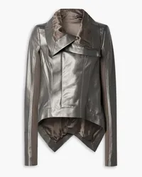 Rick Owens Naska asymmetric metallic leather and wool biker jacket - Metallic Metallic