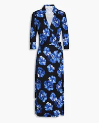 Diane von Furstenberg Floral-print silk-jersey midi wrap dress - Blue Blue