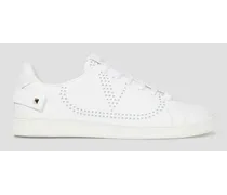 Backnet perforated leather sneakers - White