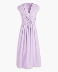 TOVE Carine twist-front cutout cotton-poplin midi dress - Purple Purple