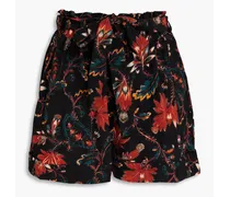 Leica floral-print silk crepe de chine shorts - Black