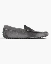 TOD'S Frayed denim driving shoes - Gray Gray