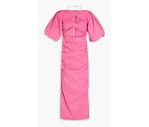 Dahli embellished cutout shantung midi dress - Pink