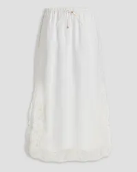 Zimmermann Embroidered linen midi skirt - White White