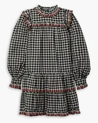 Ulla Johnson Elm ruffled checked cotton-poplin mini dress - Black Black