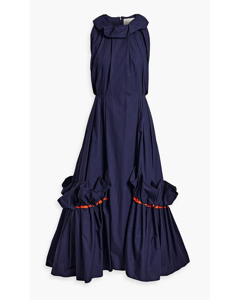 Roksanda Ilincic Telopea ruffled pleated cotton-poplin midi dress - Blue Blue