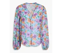 Syden floral-print silk-georgette blouse - Blue