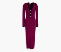 Mirella two-tone ribbed-knit midi dress - Purple