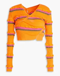 Jacquemus Tordu cropped striped stretch-knit top - Orange Orange