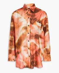 Zimmermann Oversized tie-dyed silk-satin shirt - Orange Orange