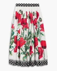 Dolce & Gabbana Floral-print silk midi skirt - Red Red