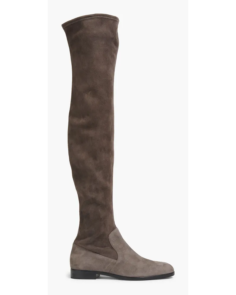 Sergio Rossi Two-tone stretch-suede over-the-knee boots - Neutral Neutral