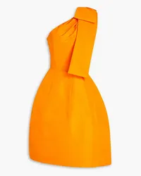 Oscar de la Renta One-shoulder bow-embellished silk-faille dress - Orange Orange