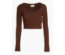 Assen cropped ribbed wool-blend sweater - Brown
