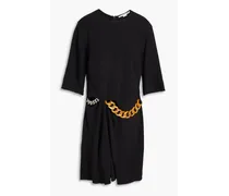 Chain-embellished crepe mini dress - Black