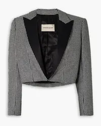 Alexandre Vauthier Cropped satin-trimmed metallic houndstooth wool-blend blazer - Black Black