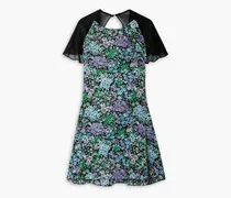 Floral-print chiffon and silk crepe de chine mini dress - Blue