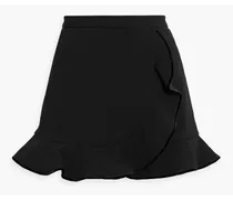 Skirt-effect ruffled crepe shorts - Black