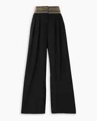 Balmain Studded grain de poudre wool wide-leg pants - Black Black