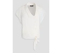 Cotton and silk-blend crepon blouse - White