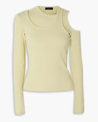 A.W.A.K.E. Layered cutout ribbed cotton-blend jersey top - Yellow Yellow