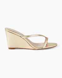 Porte & Paire Metallic leather wedge sandals - Metallic Metallic