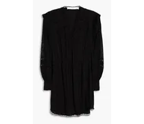 Cassie guipure lace and crepe mini dress - Black