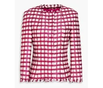 Metallic checked wool-blend jacket - Pink