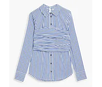 Baylor pleated striped cotton-blend poplin shirt - Blue
