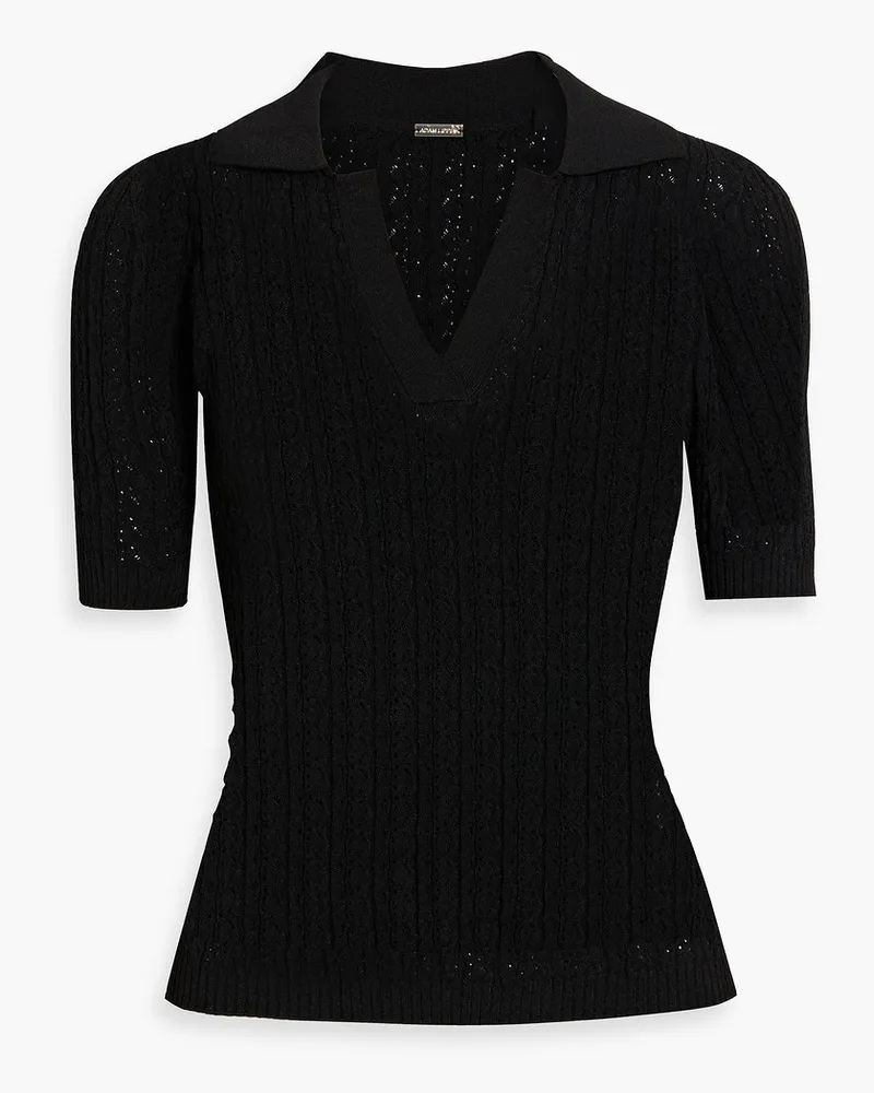 Adam Lippes Pointelle-knit polo sweater - Black Black