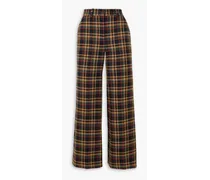 Checked cotton flared pants - Brown