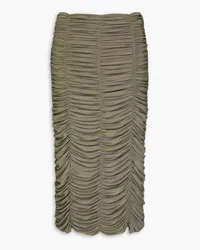 tibi Ruched jersey midi skirt - Green Green